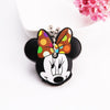 Cartoon Anime Cute Key Cover Cap Silicone Mickey Stitch Bear Keychain Women Gift Owl Porte Clef Minne Key Chain