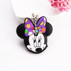 Cartoon Anime Cute Key Cover Cap Silicone Mickey Stitch Bear Keychain Women Gift Owl Porte Clef Minne Key Chain